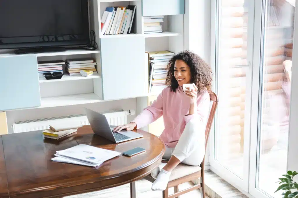 Remote franchise owner working from home